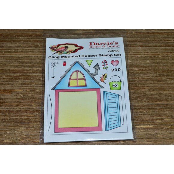 Darcie's Heart Home Cling Mount Rubber Stamp Set Window Seasonal Holiday JCS400 - Picture 1 of 5